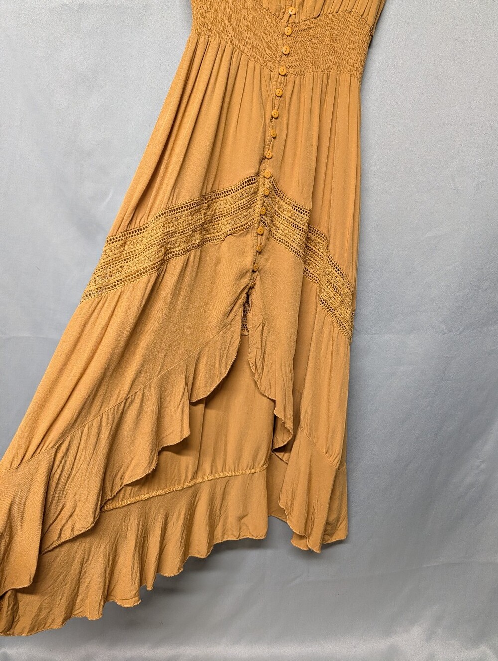 Cupshe Sleeveless Golden Mustard High-Low Maxi Dress Size Medium - Picture 5 of 9